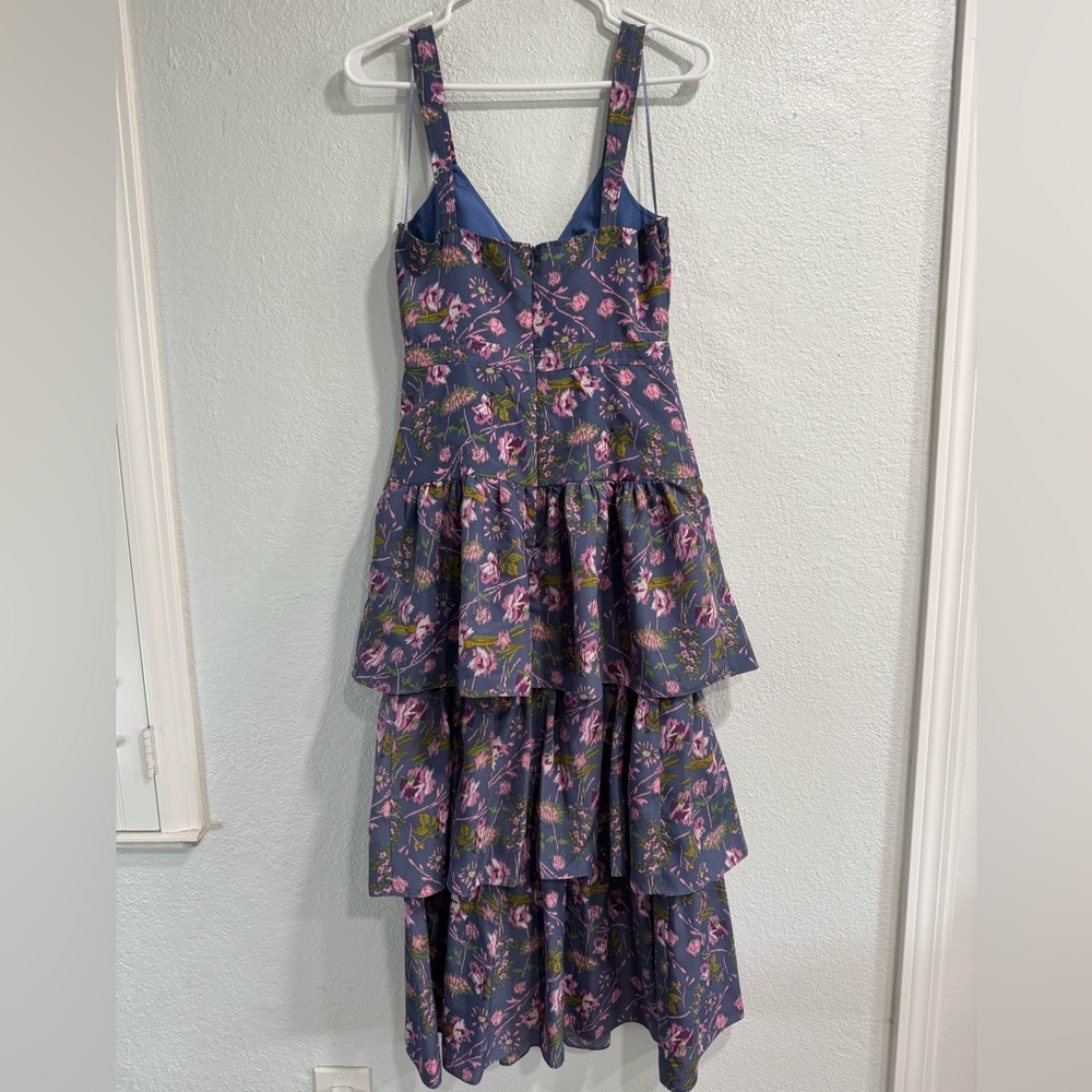 Likely Purple Floral Front Tie Tier Midi Dress - Picture 5 of 12